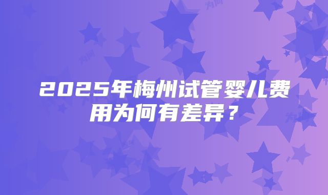 2025年梅州试管婴儿费用为何有差异?
