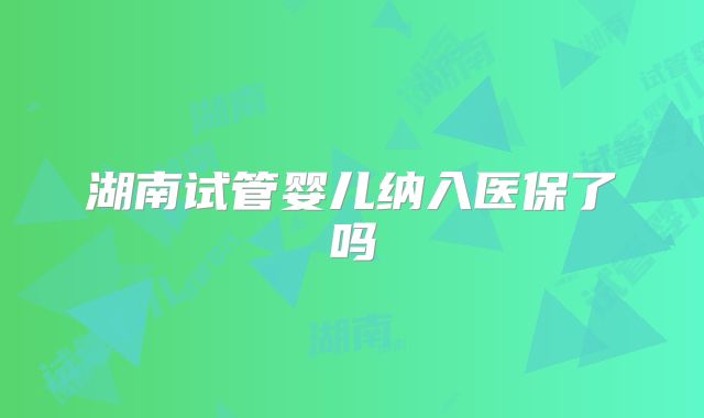 湖南试管婴儿纳入医保了吗