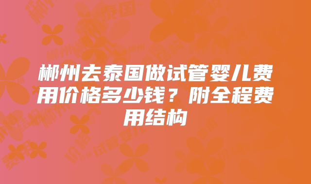 郴州去泰国做试管婴儿费用价格多少钱？附全程费用结构