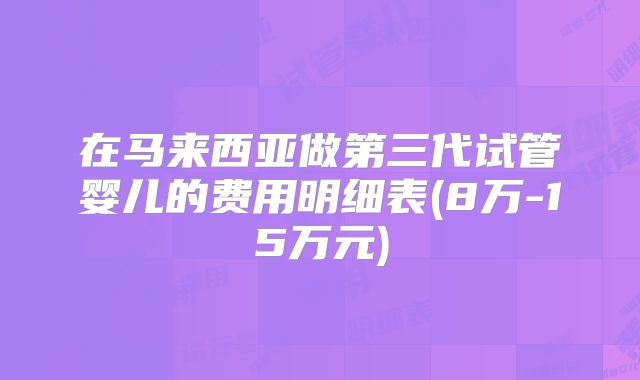 在马来西亚做第三代试管婴儿的费用明细表(8万-15万元)