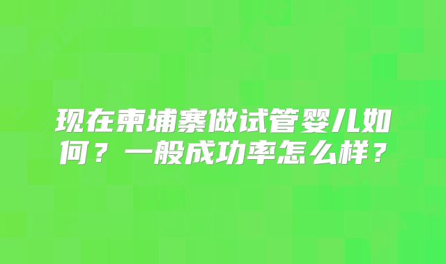 现在柬埔寨做试管婴儿如何？一般成功率怎么样？