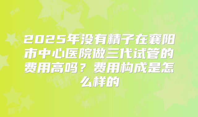 2025年没有精子在襄阳市中心医院做三代试管的费用高吗？费用构成是怎么样的