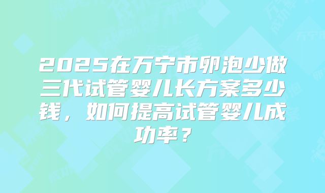 2025在万宁市卵泡少做三代试管婴儿长方案多少钱，如何提高试管婴儿成功率？