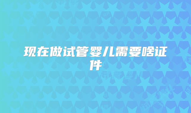 现在做试管婴儿需要啥证件