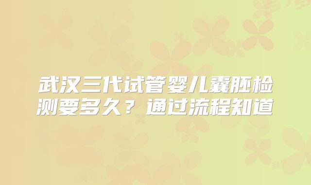 武汉三代试管婴儿囊胚检测要多久？通过流程知道