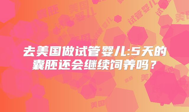 去美国做试管婴儿:5天的囊胚还会继续饲养吗？