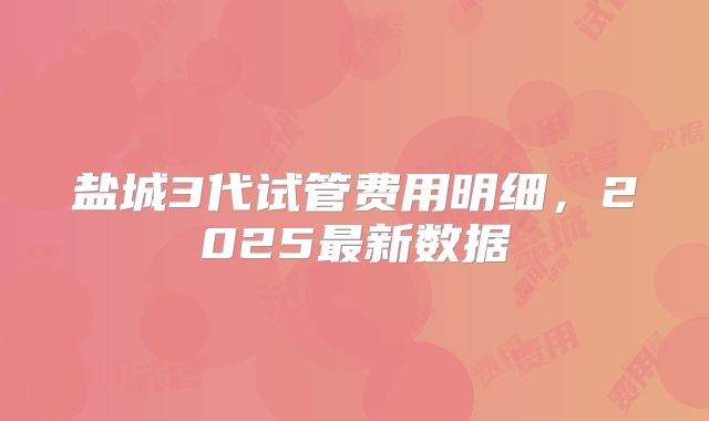 盐城3代试管费用明细，2025最新数据