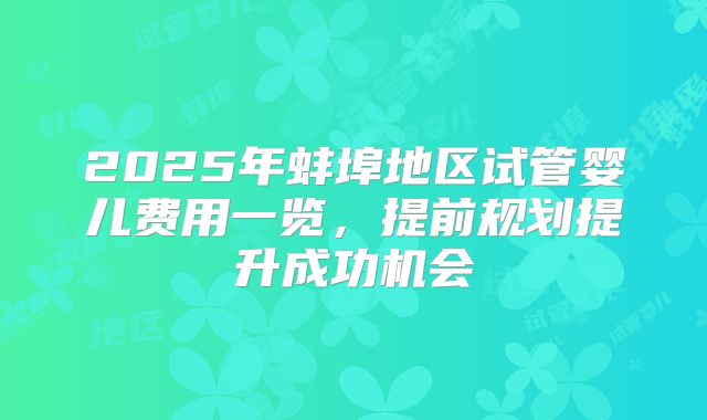 2025年蚌埠地区试管婴儿费用一览,提前规划提升成功机会