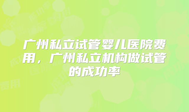广州私立试管婴儿医院费用,广州私立机构做试管的成功率