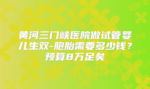 黄河三门峡医院做试管婴儿生双-胞胎需要多少钱？预算8万足矣
