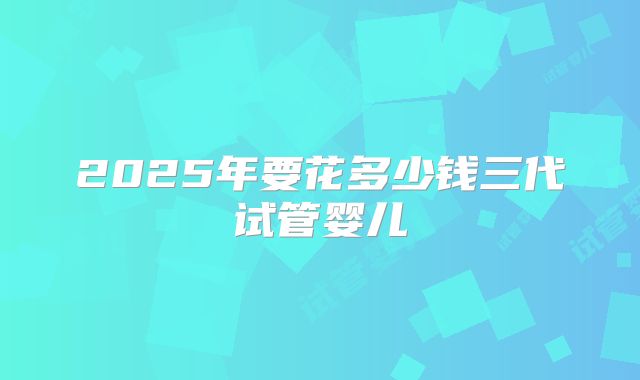2025年要花多少钱三代试管婴儿
