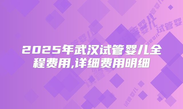 2025年武汉试管婴儿全程费用,详细费用明细