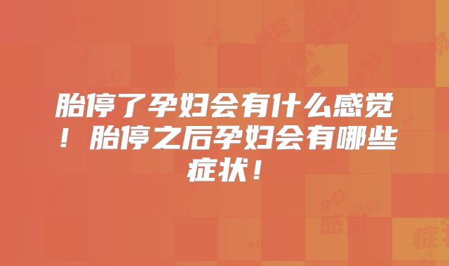 胎停了孕妇会有什么感觉！胎停之后孕妇会有哪些症状！
