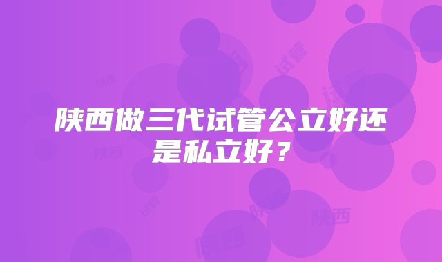 陕西做三代试管公立好还是私立好？