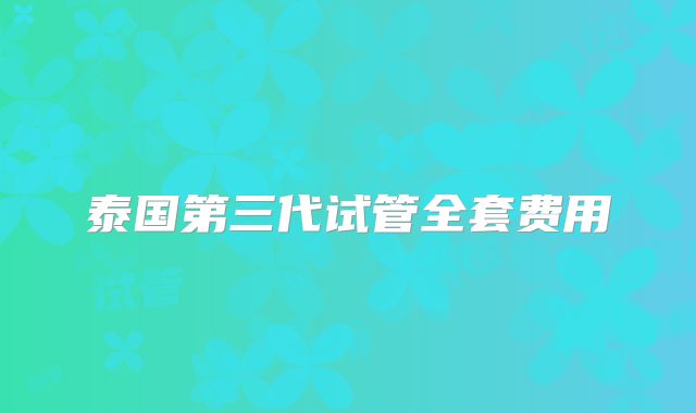泰国第三代试管全套费用
