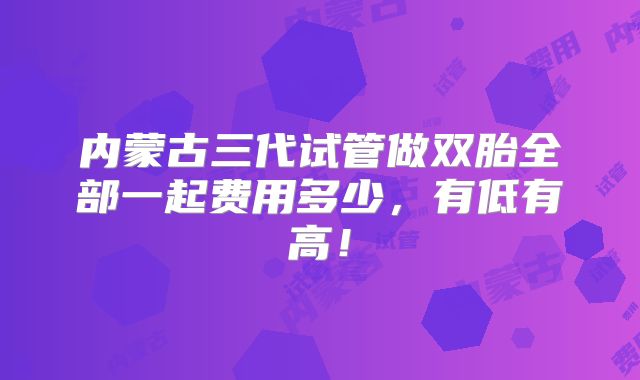 内蒙古三代试管做双胎全部一起费用多少,有低有高!