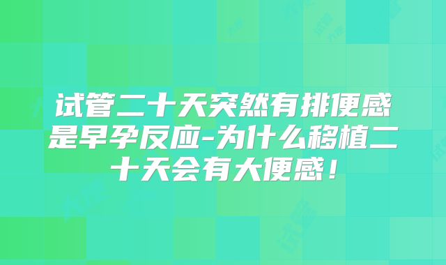 试管二十天突然有排便感是早孕反应-为什么移植二十天会有大便感！