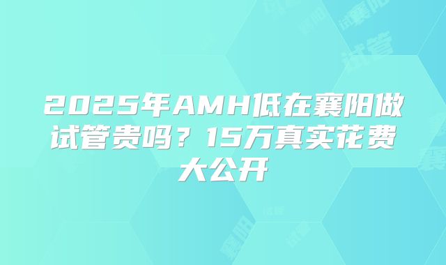 2025年AMH低在襄阳做试管贵吗?15万真实花费大公开