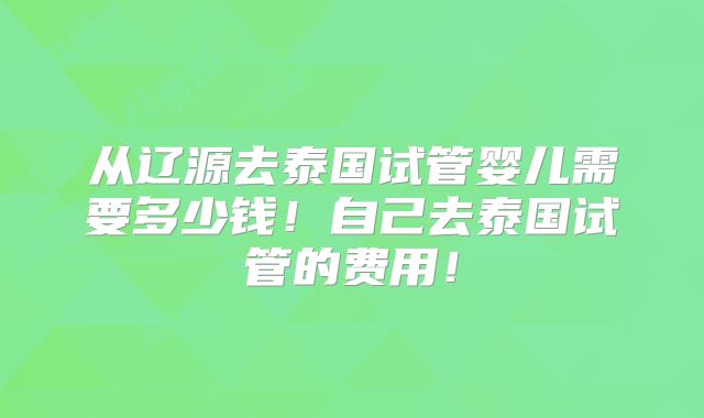 从辽源去泰国试管婴儿需要多少钱！自己去泰国试管的费用！