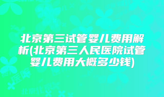 北京第三试管婴儿费用解析(北京第三人民医院试管婴儿费用大概多少钱)