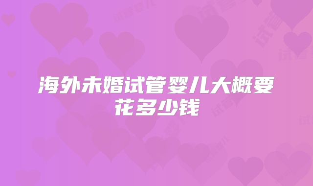 海外未婚试管婴儿大概要花多少钱