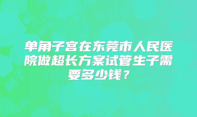 单角子宫在东莞市人民医院做超长方案试管生子需要多少钱？