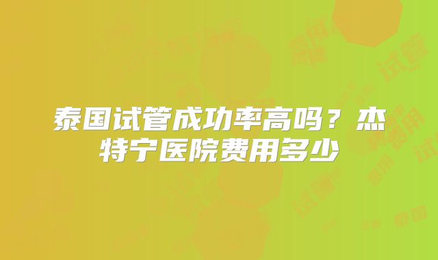 泰国试管成功率高吗？杰特宁医院费用多少