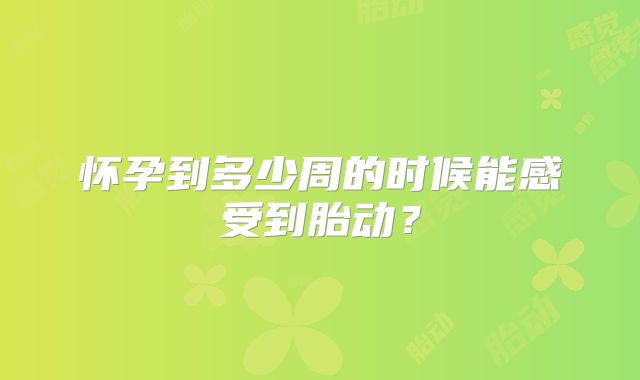 怀孕到多少周的时候能感受到胎动?