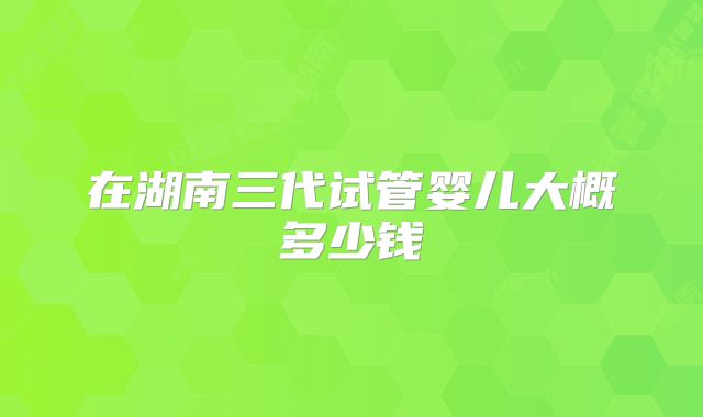 在湖南三代试管婴儿大概多少钱