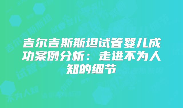 吉尔吉斯斯坦试管婴儿成功案例分析：走进不为人知的细节