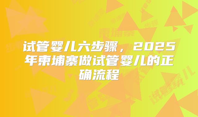 试管婴儿六步骤,2025年柬埔寨做试管婴儿的正确流程