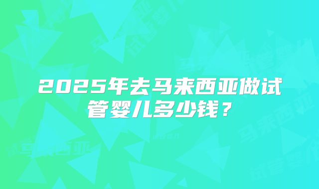2025年去马来西亚做试管婴儿多少钱？