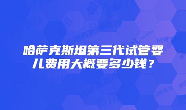 哈萨克斯坦第三代试管婴儿费用大概要多少钱？