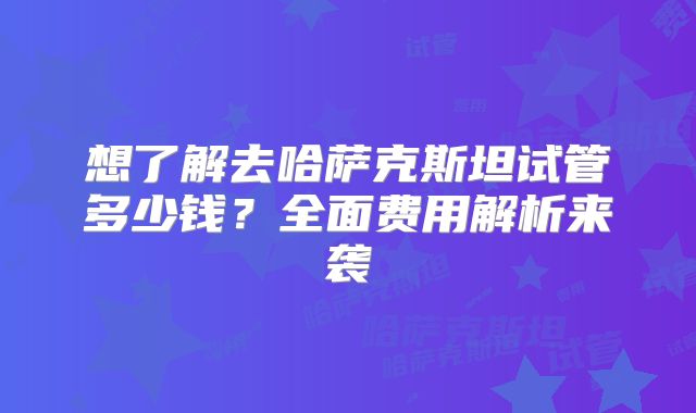 想了解去哈萨克斯坦试管多少钱?全面费用解析来袭