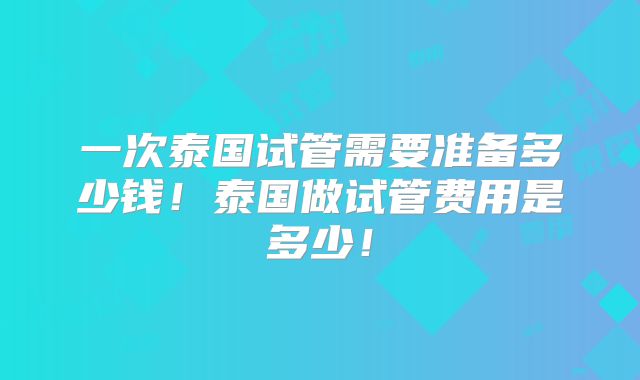 一次泰国试管需要准备多少钱!泰国做试管费用是多少!