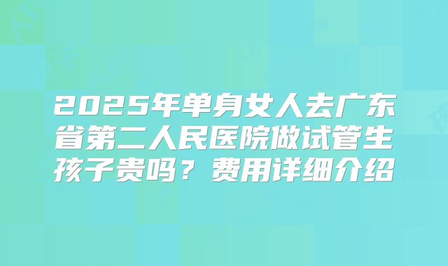 2025年单身女人去广东省第二人民医院做试管生孩子贵吗？费用详细介绍
