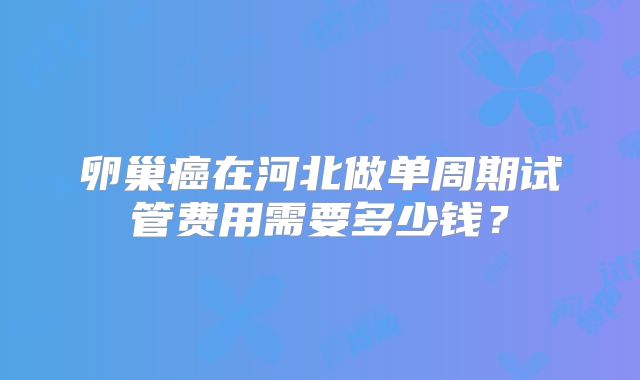 卵巢癌在河北做单周期试管费用需要多少钱？
