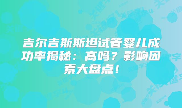 吉尔吉斯斯坦试管婴儿成功率揭秘:高吗?影响因素大盘点!