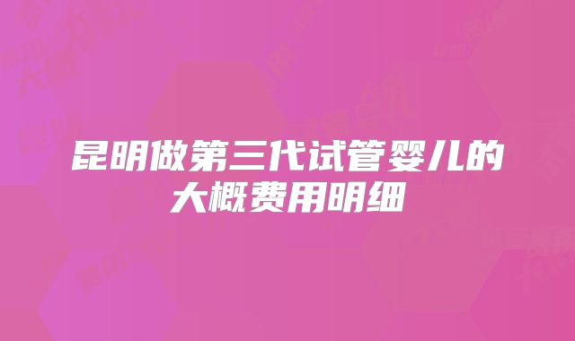 昆明做第三代试管婴儿的大概费用明细