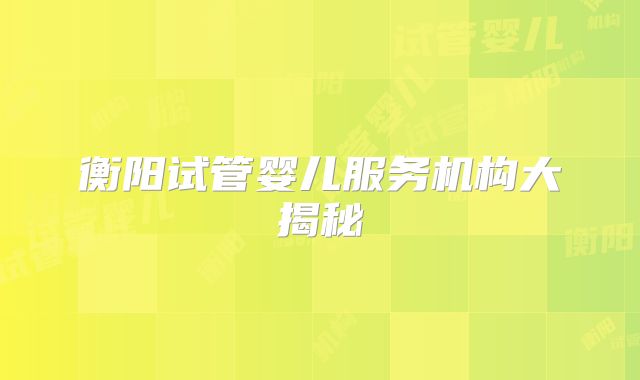 衡阳试管婴儿服务机构大揭秘