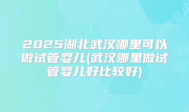 2025湖北武汉哪里可以做试管婴儿(武汉哪里做试管婴儿好比较好)
