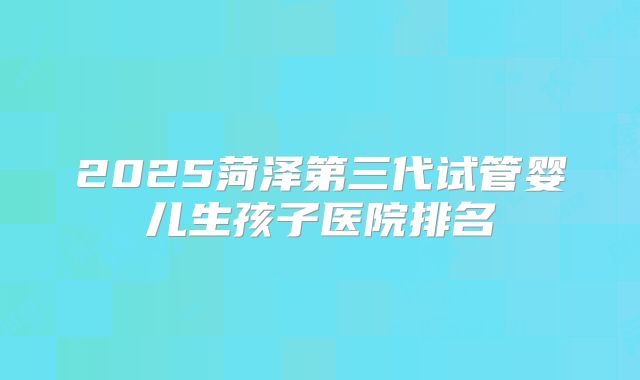2025菏泽第三代试管婴儿生孩子医院排名