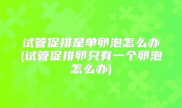 试管促排是单卵泡怎么办(试管促排卵只有一个卵泡怎么办)