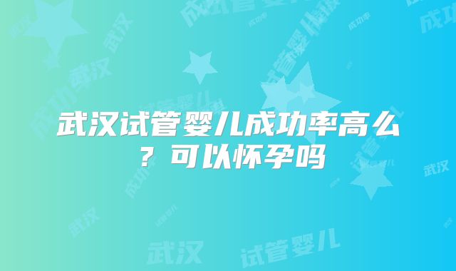 武汉试管婴儿成功率高么？可以怀孕吗