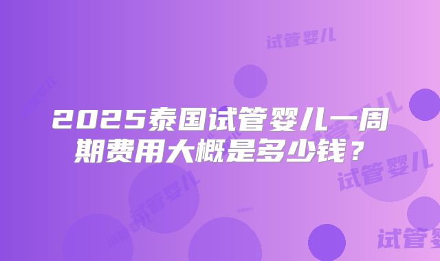 2025泰国试管婴儿一周期费用大概是多少钱？