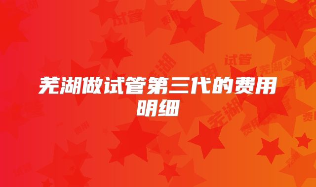 芜湖做试管第三代的费用明细