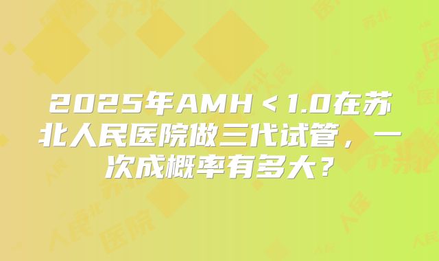 2025年AMH＜1.0在苏北人民医院做三代试管，一次成概率有多大？