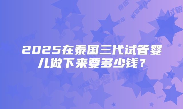 2025在泰国三代试管婴儿做下来要多少钱？