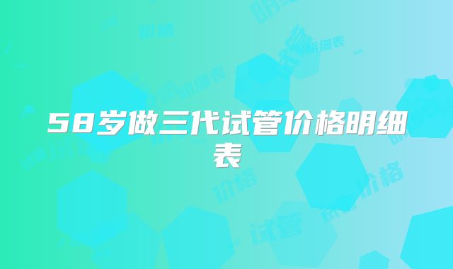 58岁做三代试管价格明细表
