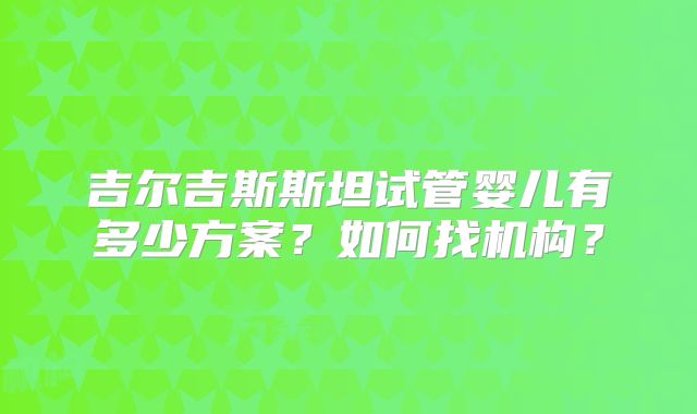 吉尔吉斯斯坦试管婴儿有多少方案?如何找机构?